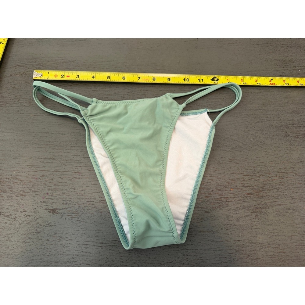 Cupshe Womens Sage Green Strappy Side Bikini Bottom Swim Small Low Rise High Cut